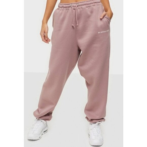 Missguided Women Pants Fleece Warm Joggers  Pink Size  2 - Picture 1 of 12